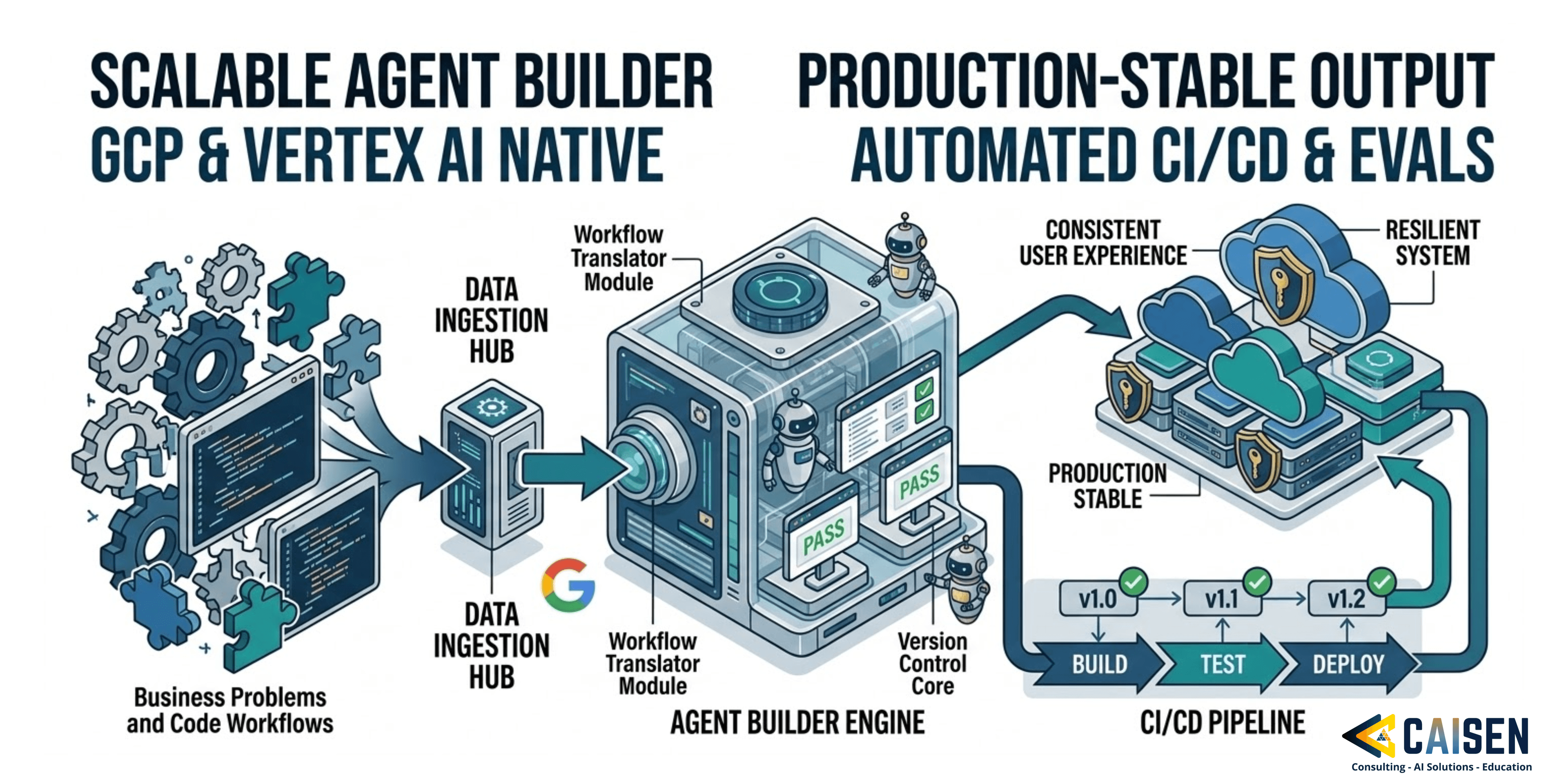 Diagram of CI/CD pipeline for AI agents