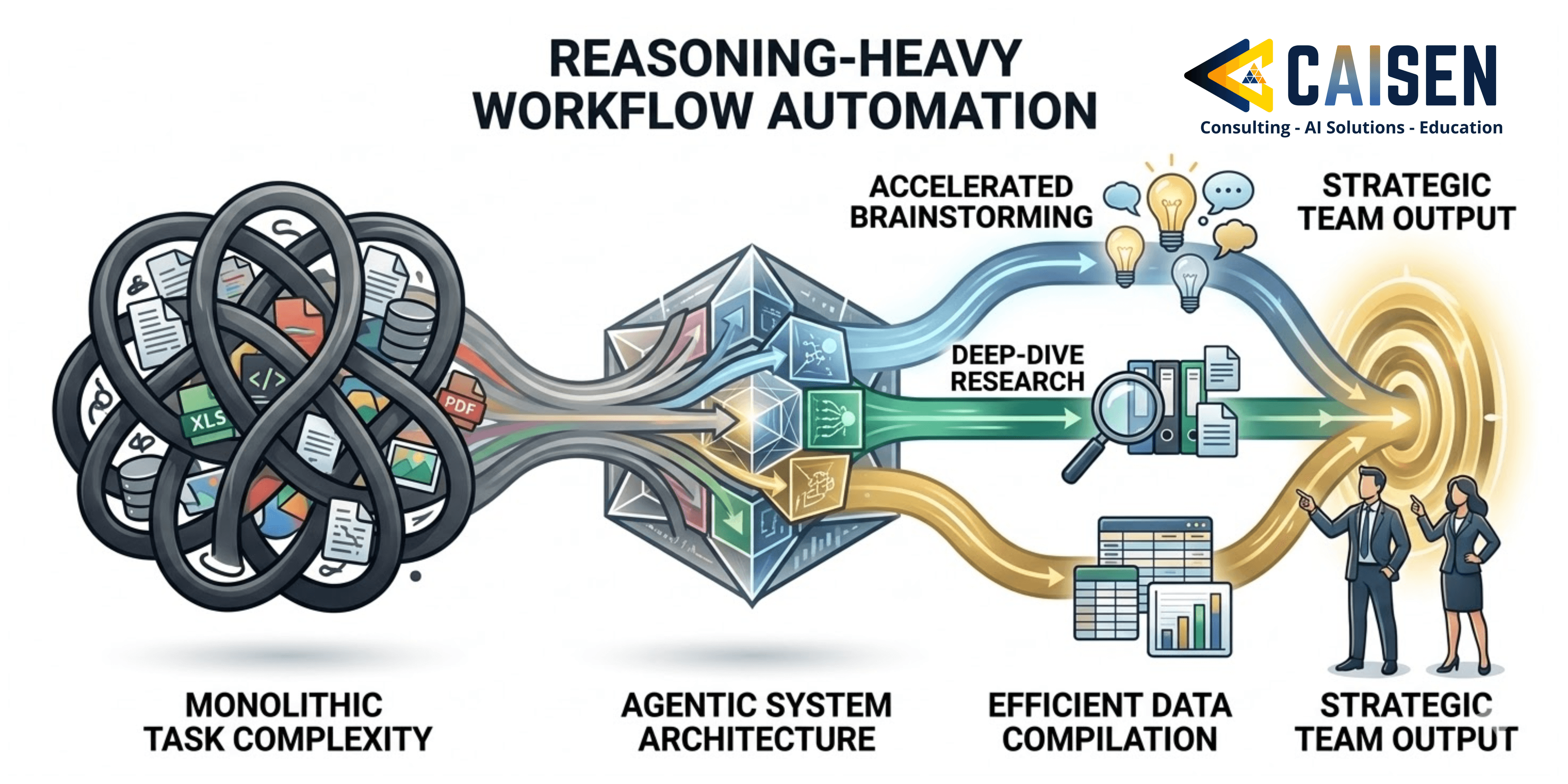 Diagram of modular AI reasoning workflow